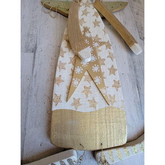 Large vintage wooden Angel curly hair jointed religious home decor - Picture 4 of 10